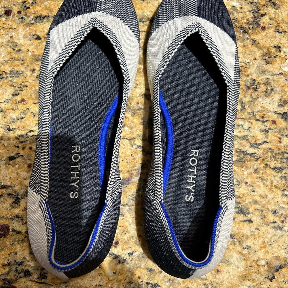 Authentic Rothy’s Black/Off Cap Toe
